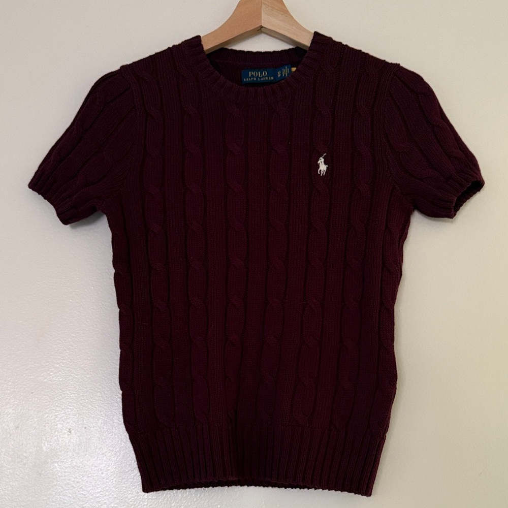 Polo by Ralph Lauren Burgundy/Plum Colored Crewneck Short Sleeve Sweater